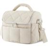 BAGSMART Insulated Lunch Bags for Women, Cute Quilted Lunch Box, Lightweight Puffy Padded Waterproof Lunch Tote, Reusable Lunch Cooler for Work Picnic Travel, Black(Beige)