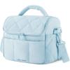 BAGSMART Insulated Lunch Bags for Women, Cute Quilted Lunch Box, Lightweight Puffy Padded Waterproof Lunch Tote, Reusable Lunch Cooler for Work Picnic Travel, Black(Light Blue)