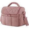 BAGSMART Insulated Lunch Bags for Women, Cute Quilted Lunch Box, Lightweight Puffy Padded Waterproof Lunch Tote, Reusable Lunch Cooler for Work Picnic Travel, Black(Dark Pink)