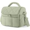 BAGSMART Insulated Lunch Bags for Women, Cute Quilted Lunch Box, Lightweight Puffy Padded Waterproof Lunch Tote, Reusable Lunch Cooler for Work Picnic Travel, Black(Sage Green)