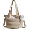 BAGSMART Lunch Bag Women Small Insulated Tote with Lunch Compartment Quilted Lightweight Puffy Tote Bag for Work, Travel, Outdoor, Pink(03-Camel)