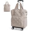 BAGSMART Rolling Duffle Bag with Wheels, 35L Carry on Travel Bag with Detachable Wheels, PVC Wet Pocket Duffel bag with Wheels, Black(Camel)