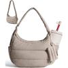 BAGSMART Shoulder Bag for Women Small Puffer Purses Crossbody Bag, Lightweight Fluffy Hobo Handbag Puffy Pouch(Camel)