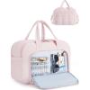 BAGSMART Travel Duffel Bag, Carry on Travel Bag with Jewelry Compartment, 35L Weekender Duffle for Women, Water Resistant, Black(Pink)