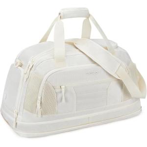 BAGSMART Gym Bag for Men Women, Expandable Sports Duffel Bag, Lightweight Workout Bag with Shoe Compartment & Wet Pocket, Water Resistant Weekend Overnight Bag for Travel Gym, Beige