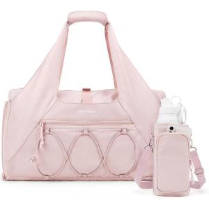 BAGSMART Gym Bag for Women, Lightweight Duffel with Shoe Compartment, Tote Bag with Wet Pocket for Yoga Travel, Pink(A-Pink)