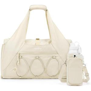 BAGSMART Gym Bag for Women, Lightweight Duffel with Shoe Compartment, Tote Bag with Wet Pocket for Yoga Travel, Pink(Cream)
