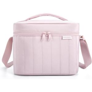 BAGSMART Lunch Box for Women Insulated Lunch Bag Cute Puffer Lunch Tote Bags Lightweight Quilted Reusable Cooler for Work School Picnic or Travel, Pink(Pink)