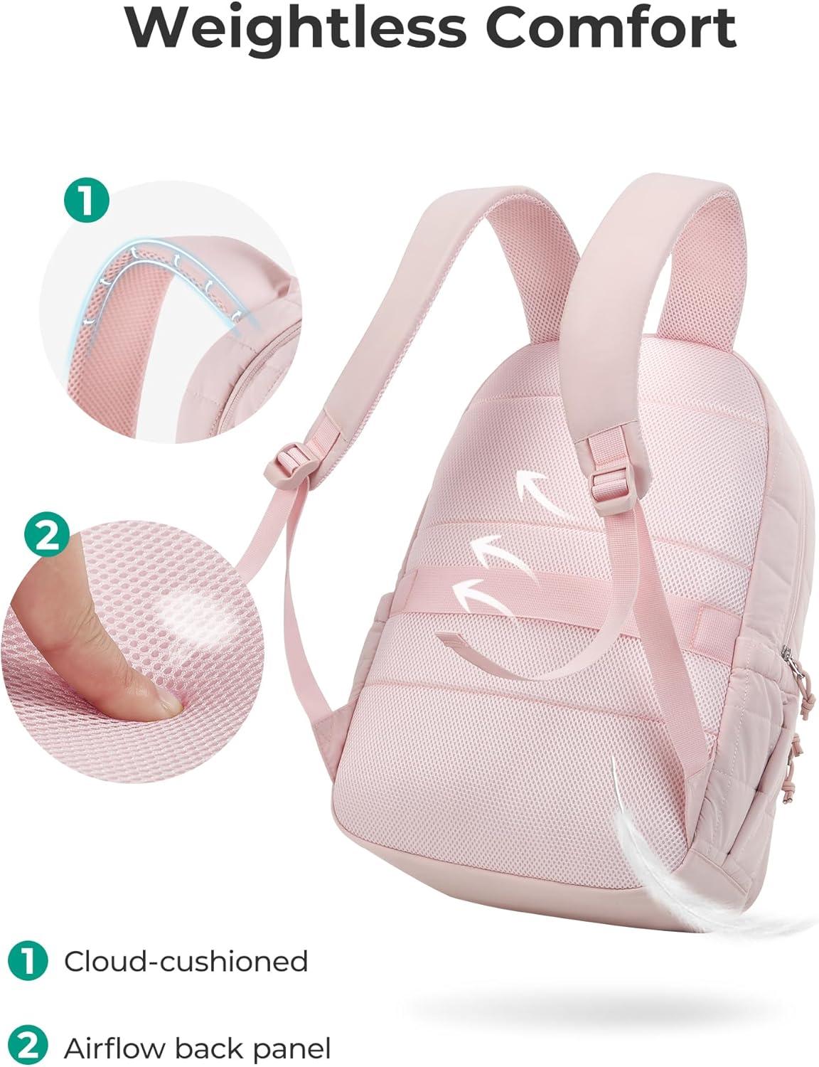 image:imageBAGSMART College Laptop Backpack Travel Backpack for Women Quilted Casual Daypack WaterResistant Bookbag for 156 Inch Laptop Black156 Inpink