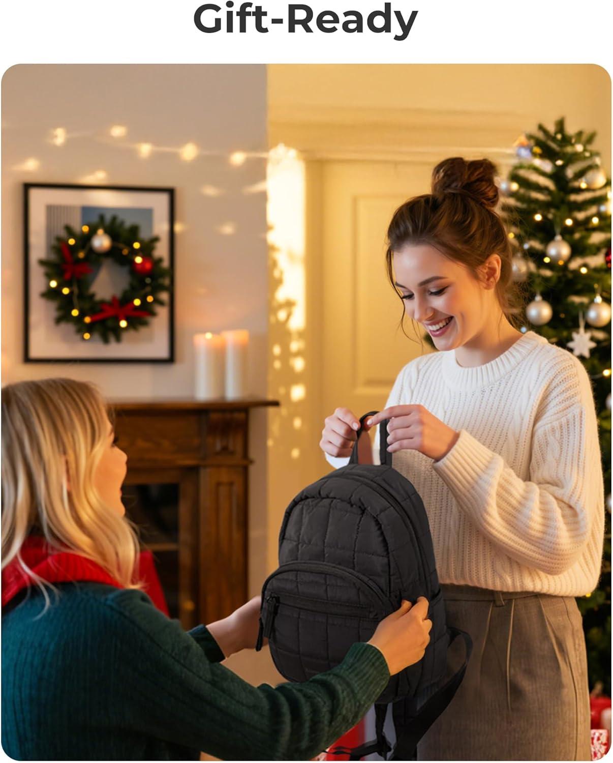image:imageBAGSMART College Laptop Backpack Travel Backpack for Women Quilted Casual Daypack WaterResistant Bookbag for 156 Inch Laptop Black97 Inblack