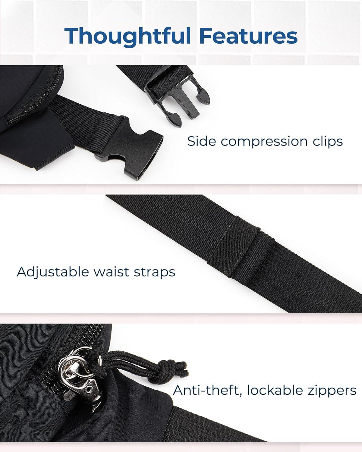 image:imageBAGSMART Fanny Packs for Women Small Belt Bag with Adjustable Strap Waist Pack for Running Workout Traveling Hiking BlackBlack