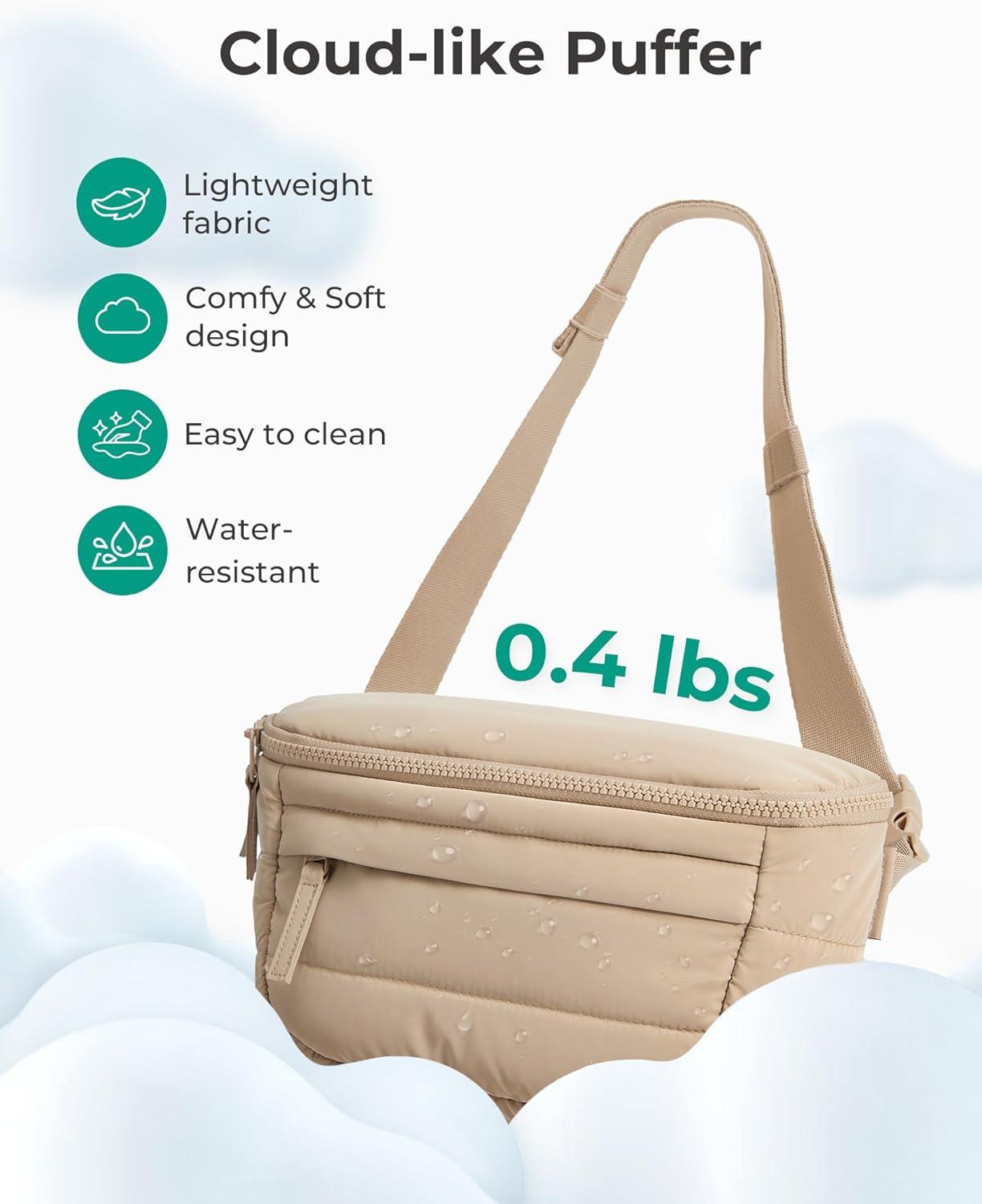 image:imageBAGSMART Fanny Packs for Women Two Way Zipper Belt Bag with Adjustable Strap Puffy Fashion Waist Packs for Traveling Workout PinkBaby Pink