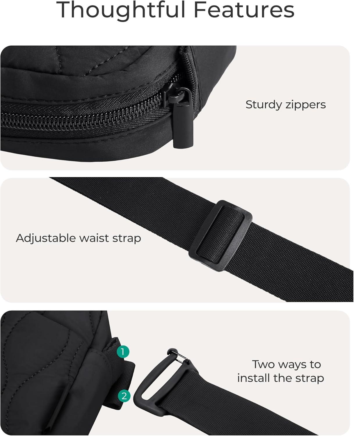 image:imageBAGSMART Fanny Packs for Women with Two Ways to Install the Adjustable Strap Lightweight Crossbody Belt Bag for Traveling WorkoutBlack