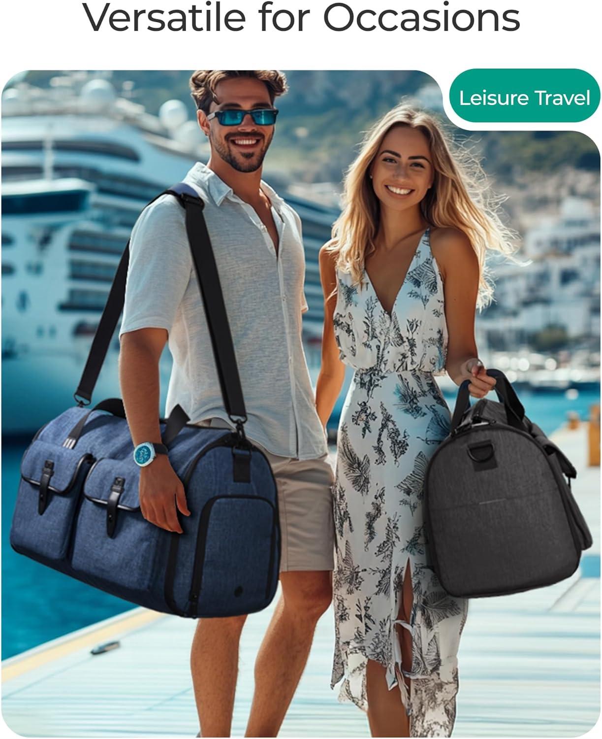 image:imageBAGSMART Garment Bags for Travel Convertible Garment Duffle Bag Suit Bags for Men Women 2 in 1 Garment Bags for Hanging Clothes Carry On Duffle Bag with Shoe Compartment BlackBlue