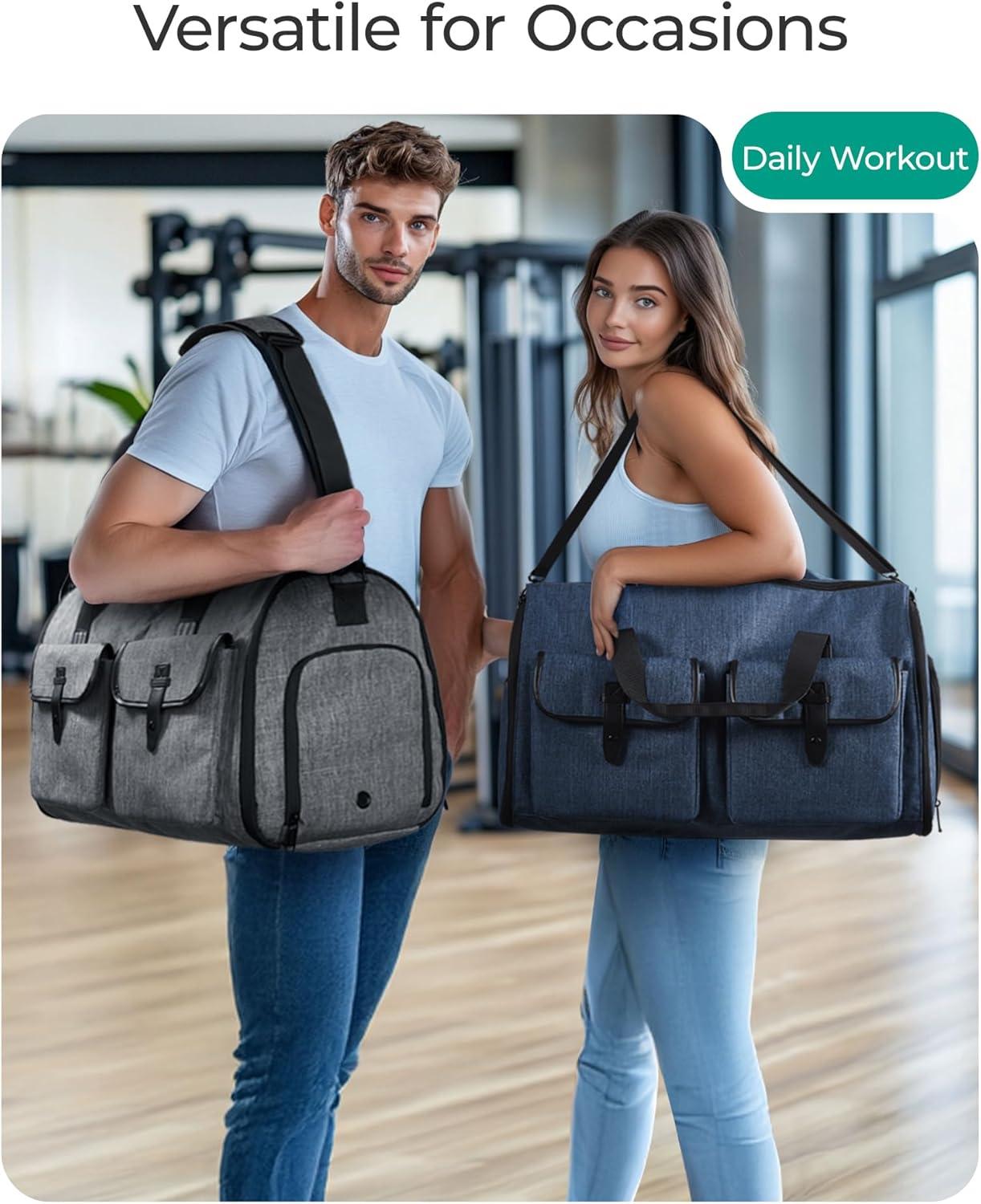 image:imageBAGSMART Garment Bags for Travel Convertible Garment Duffle Bag Suit Bags for Men Women 2 in 1 Garment Bags for Hanging Clothes Carry On Duffle Bag with Shoe Compartment BlueBlack