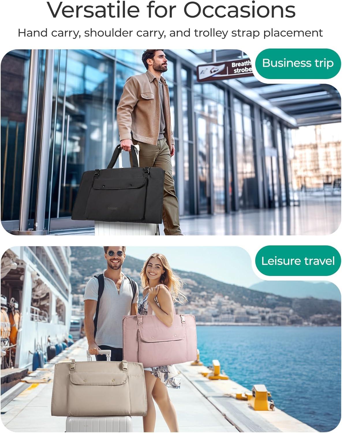 image:imageBAGSMART Garment Bags for Travel Foldable Carry on Suit Carrier for Hanging Clothes Stylish Dress Carrier Large Convertible Weekender Garment Bags for Women MenPuffy Black