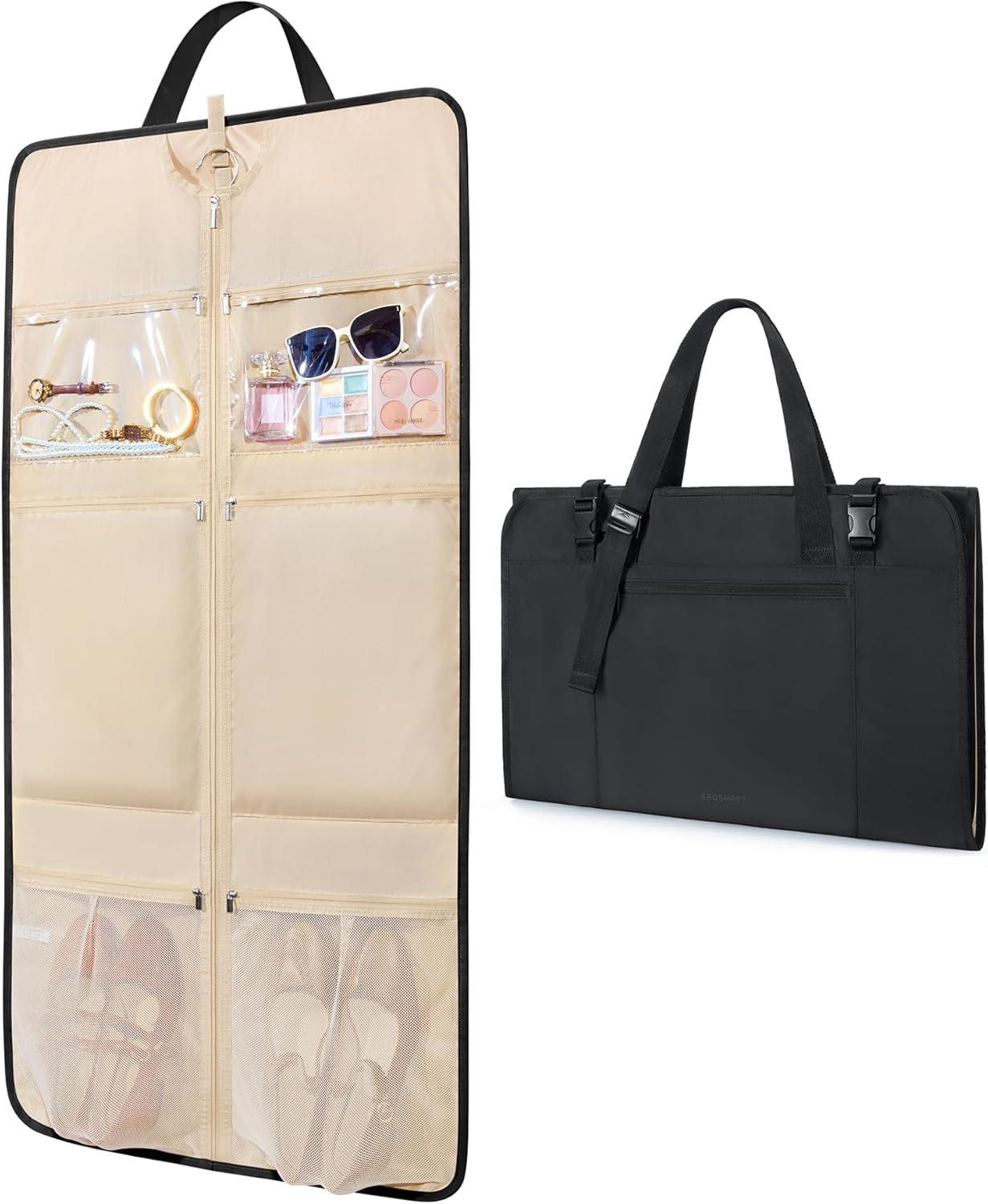 image:imageBAGSMART Garment Bags for Travel Foldable Carry on Suit Carrier for Hanging Clothes Stylish Dress Carrier Large Convertible Weekender Garment Bags for Women MenSleek Black