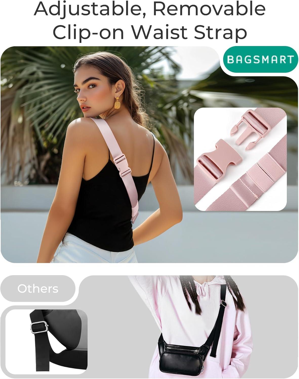 image:imageBAGSMART Puffy Fanny Packs for Women Crossbody Belt Bag with Adjustable Strap Quilted Waist Pack Purse for Traveling Shopping WorkoutCamel