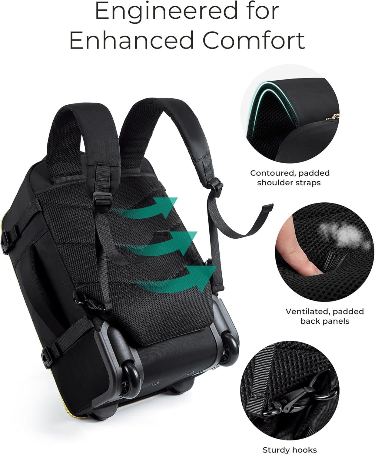 image:imageBAGSMART Rolling Backpack for Women Wheeled Backpack with Packing Cube Travel Back pack with Wheels Carry On Suitcase Bag 17 Inch Large Roller Daypack BlackChampagne