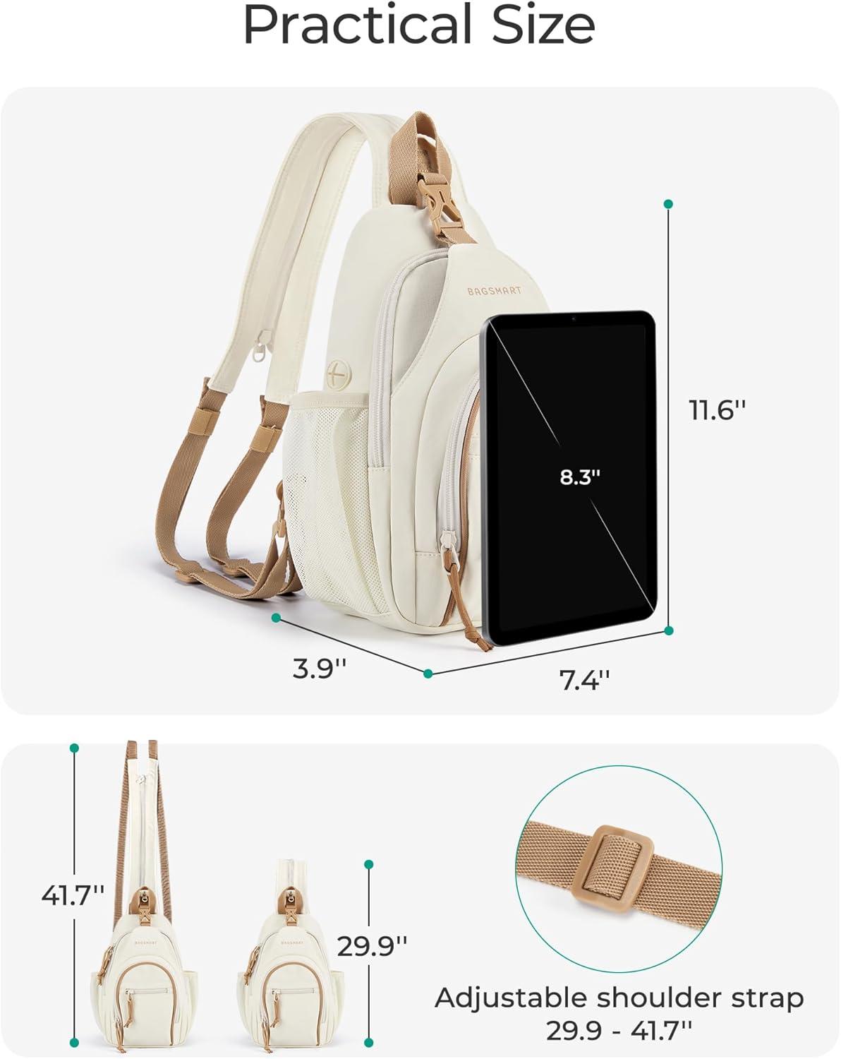 image:imageBAGSMART Small Crossbody Sling Bag for Men Women Small Sling Backpack Shoulder Bag AntiTheft Chest DaypackDark Gray