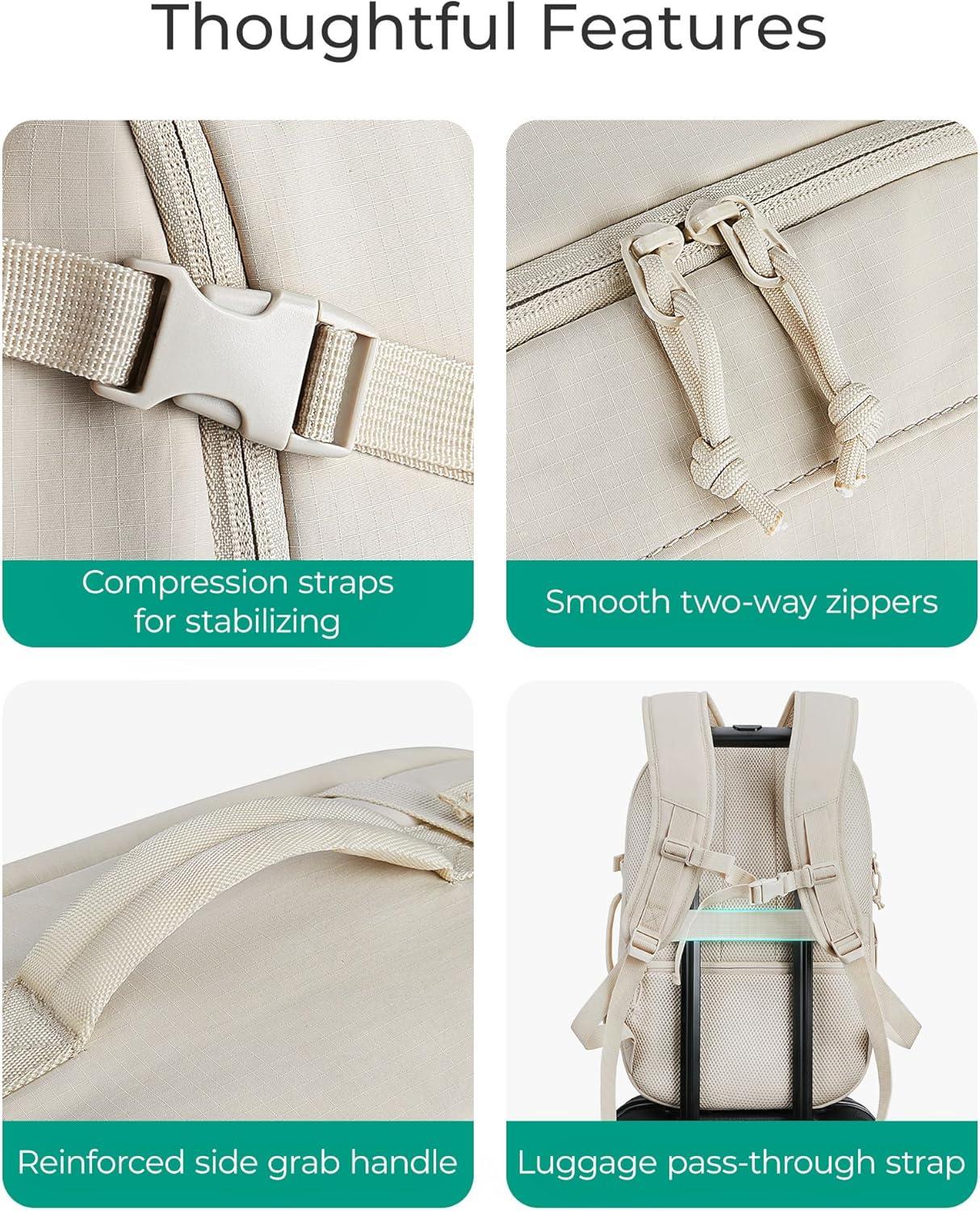image:imageBAGSMART Travel Backpack Women 156 Inch Carry On Backpack Flight Approved TSA Approved Personal Item Travel Bag Water Resistant Weekender Bag Luggage Daypack BeigeBeige