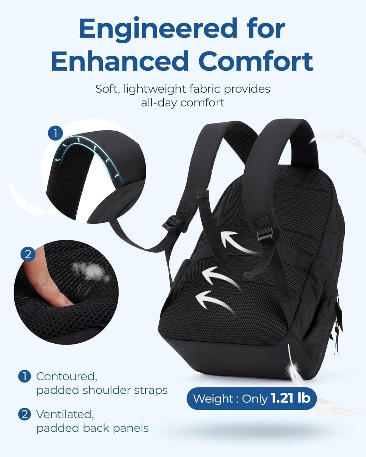 image:imageBAGSMART Travel Laptop Backpack College Backpack for Women Quilted Small Computer Bookbag WaterResistant 156 Inch Laptop Casual Bag Beige08beige