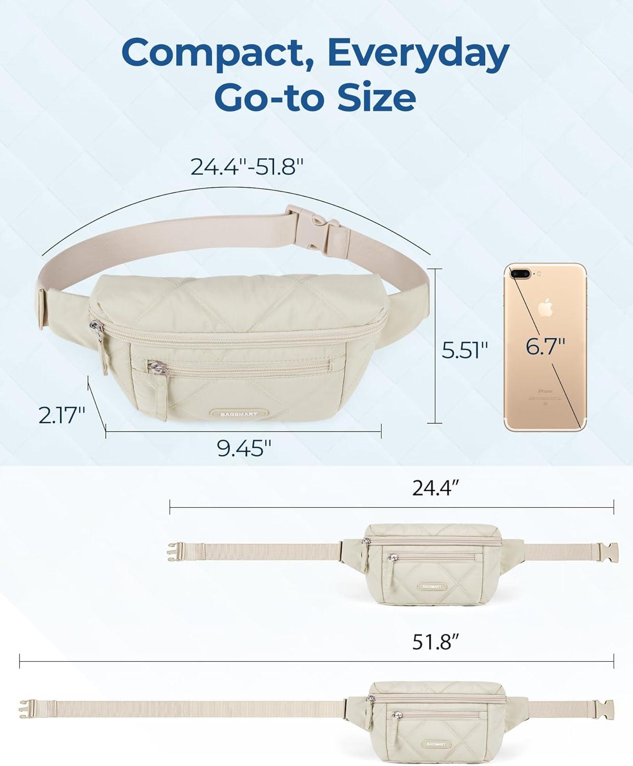 image:imageBAGSMART Womens Adjustable Waist Pack Fanny Belt Bag with Strap for Hiking Running TravelBeige