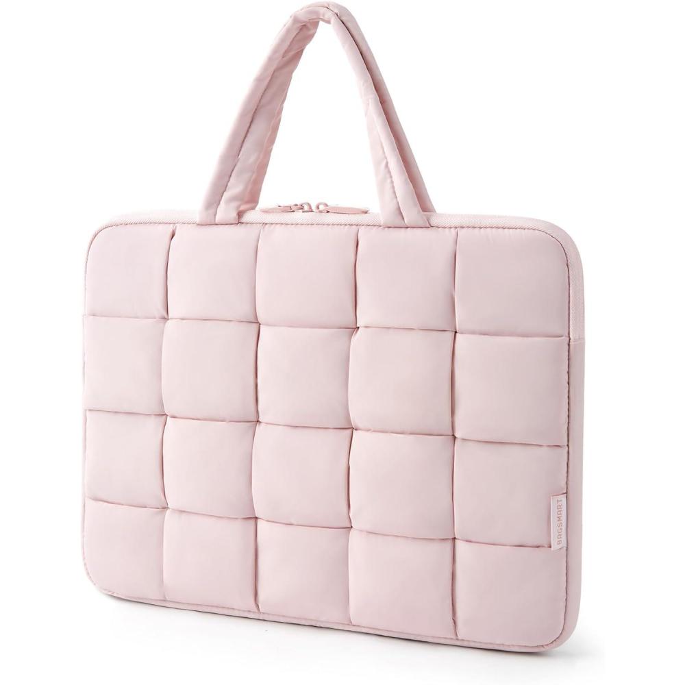image:imageBAGSMART 1314 Inch Laptop Case Portable Puffy Laptop Sleeve with Handle Compatible with MacBook AirPro 133 136 Inch M4 M3 M2 M1 Computer Sleeve Fitted with DellHP PinkPink