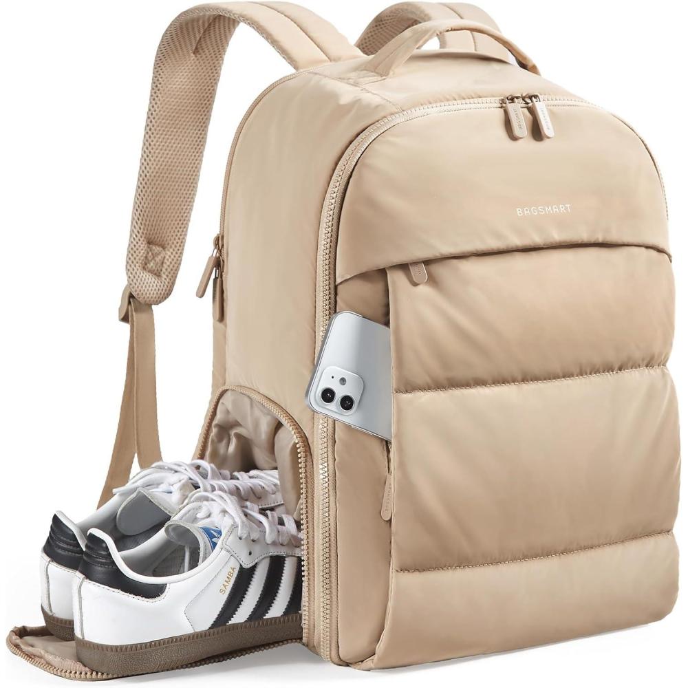 image:imageBAGSMART 30L Travel Backpack for Women Carry on Backpack for Airplanes Gym Backpack with Shoe Compartment Lightweight Travel Bag Fits 156 Inch WaterResistant BlackDesert