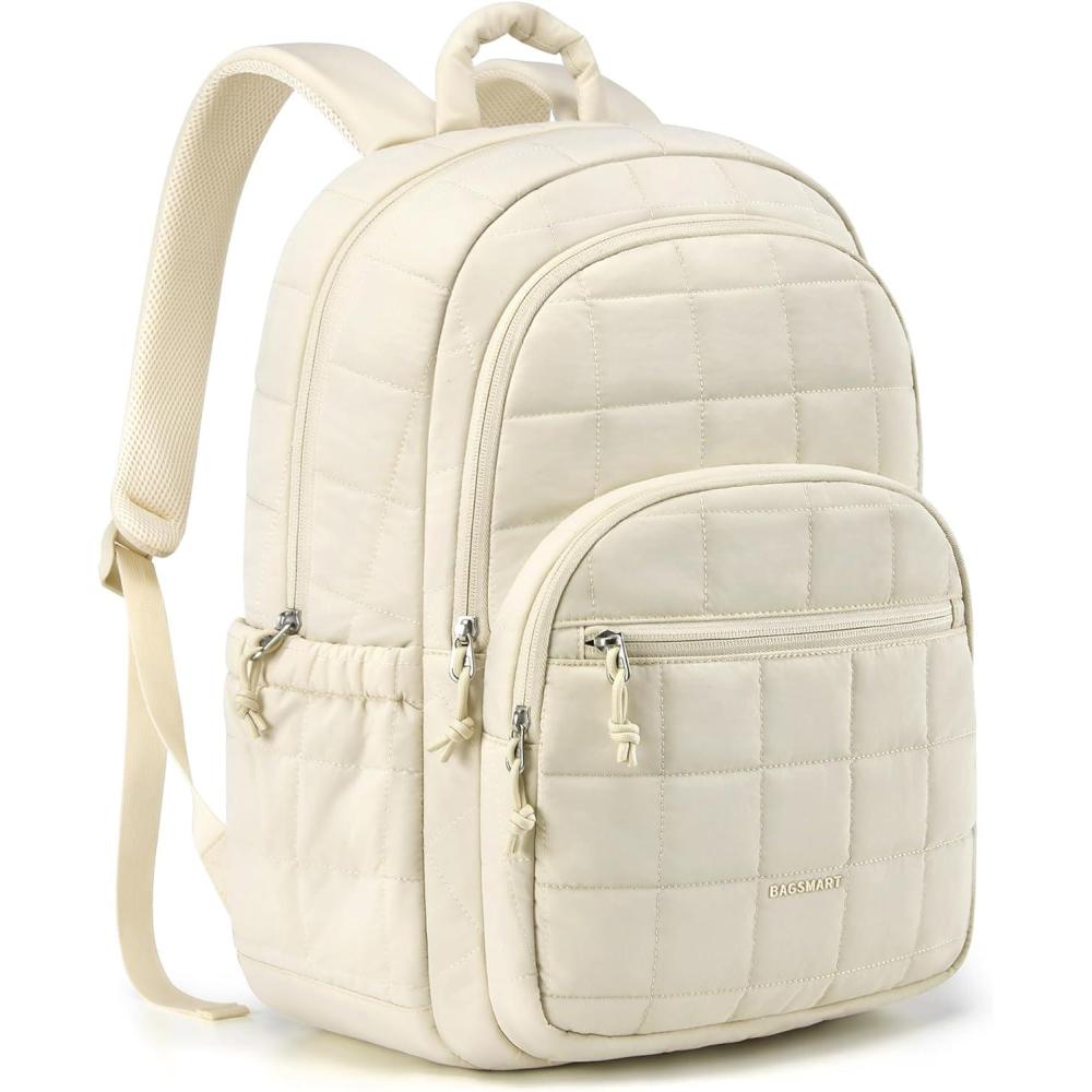 image:imageBAGSMART College Laptop Backpack Travel Backpack for Women Quilted Casual Daypack WaterResistant Bookbag for 156 Inch Laptop Black156 Invanilla
