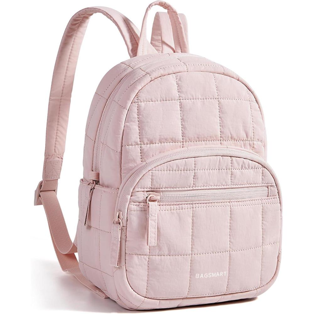 image:imageBAGSMART College Laptop Backpack Travel Backpack for Women Quilted Casual Daypack WaterResistant Bookbag for 156 Inch Laptop Black97 Inpink