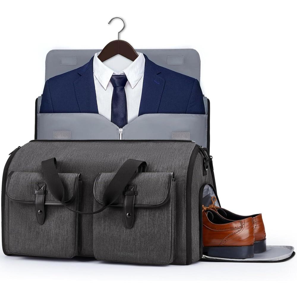 image:imageBAGSMART Garment Bags for Travel Convertible Garment Duffle Bag Suit Bags for Men Women 2 in 1 Garment Bags for Hanging Clothes Carry On Duffle Bag with Shoe Compartment BlueBlack
