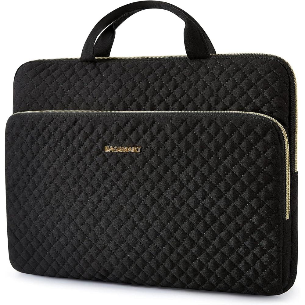 image:imageBAGSMART Laptop Sleeve 156 Inch Lightweight Laptop Bag Compatible with MacBook Pro 16 Inch156 Inch HPDellAcer AspireAsus Notebook Protective Case with Shoulder StrapPocketHandle GrayBlack