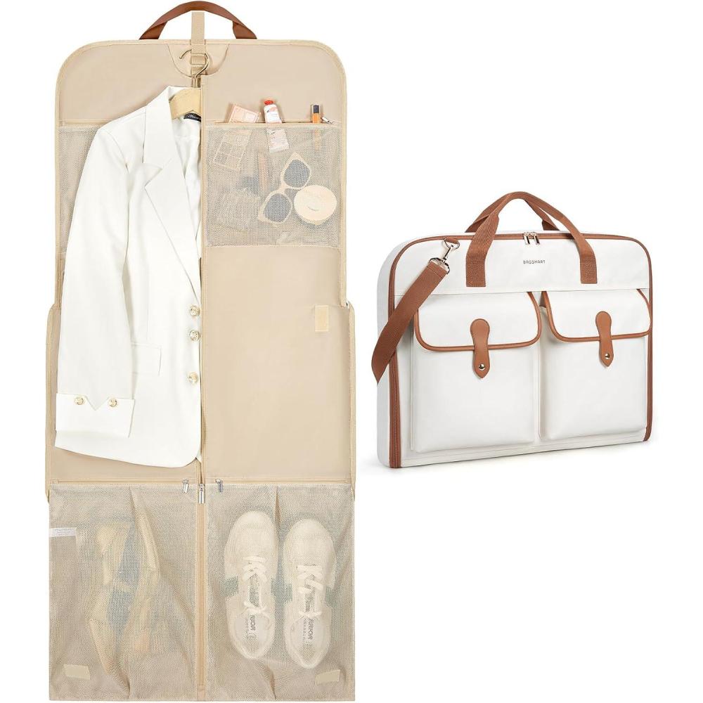 image:imageBAGSMART Large Garment Bags for Travel Carry on Garment Bags for Hanging Clothes Travel Suit Bag for Shirts Dresses Coats Black3Beige