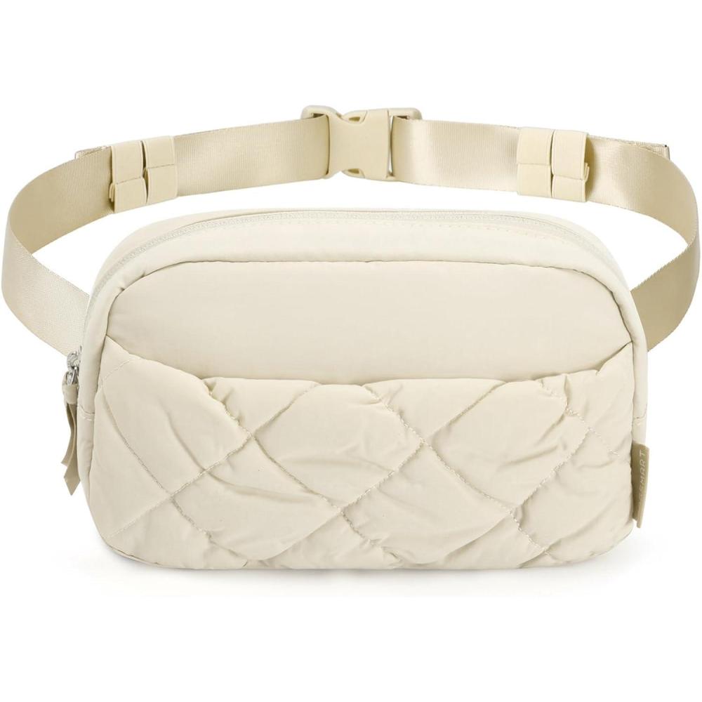 image:imageBAGSMART Puffy Fanny Packs for Women Crossbody Belt Bag with Adjustable Strap Quilted Waist Pack Purse for Traveling Shopping WorkoutBeige