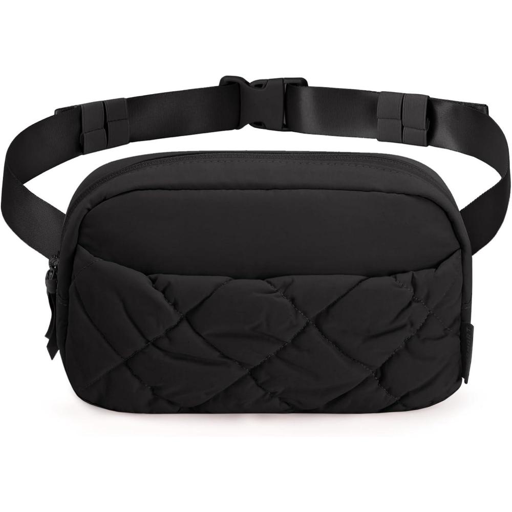 image:imageBAGSMART Puffy Fanny Packs for Women Crossbody Belt Bag with Adjustable Strap Quilted Waist Pack Purse for Traveling Shopping WorkoutBlackpuffy