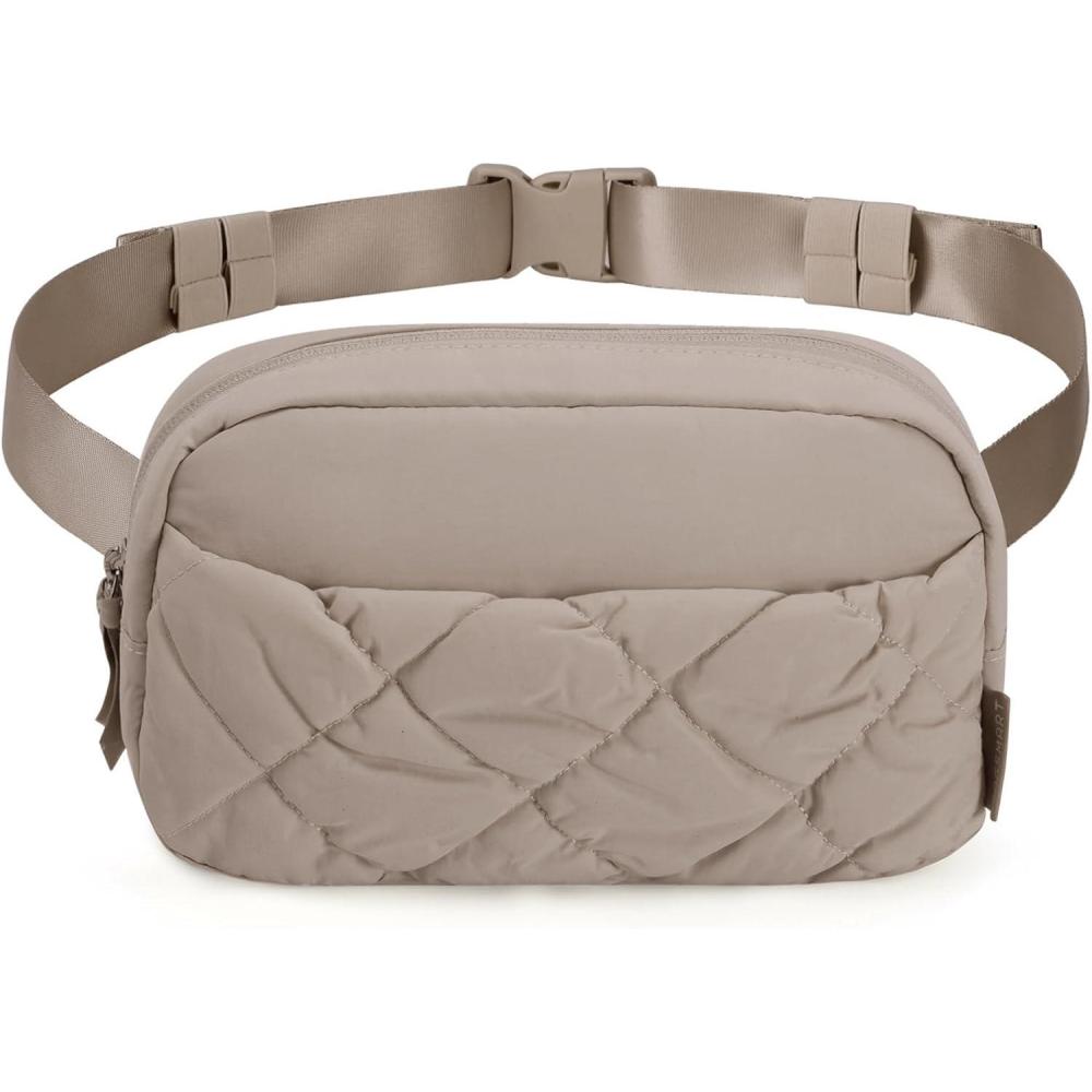 image:imageBAGSMART Puffy Fanny Packs for Women Crossbody Belt Bag with Adjustable Strap Quilted Waist Pack Purse for Traveling Shopping WorkoutCamel