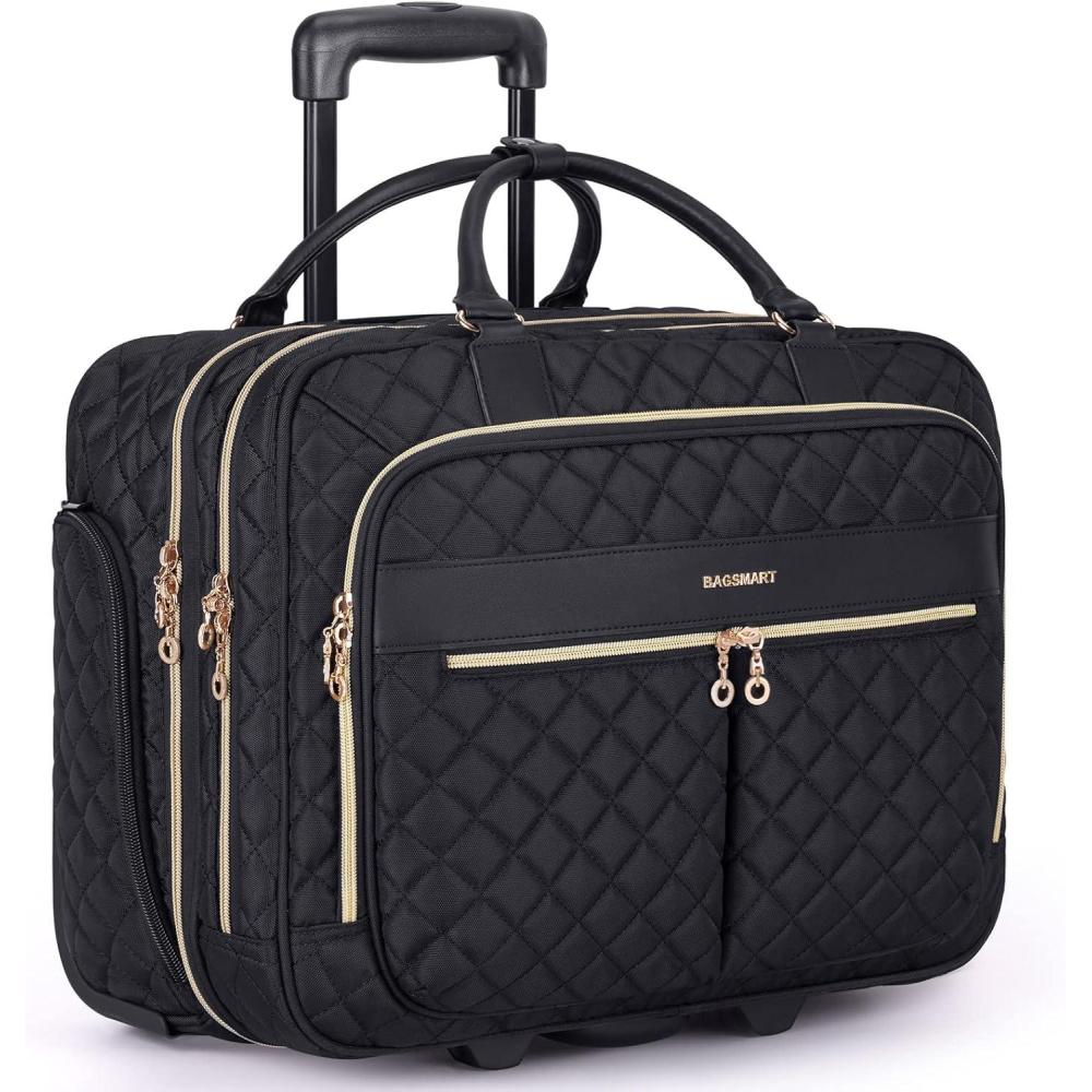 image:imageBAGSMART Rolling Laptop Bag Women Rolling Briefcase for Women 173 Inch Laptop Bag with Wheels Computer Bag Laptop Case for Work Travel BusinessBlack