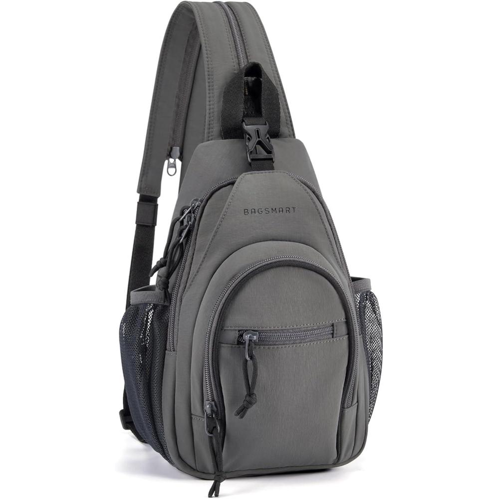 image:imageBAGSMART Small Crossbody Sling Bag for Men Women Small Sling Backpack Shoulder Bag AntiTheft Chest DaypackDark Gray