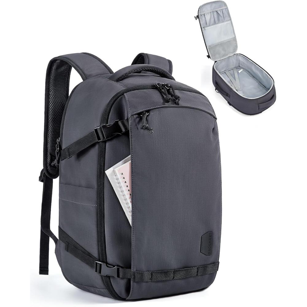 image:imageBAGSMART Travel Backpack Women 156 Inch Carry On Backpack Flight Approved TSA Approved Personal Item Travel Bag Water Resistant Weekender Bag Luggage Daypack BeigeCharcoal