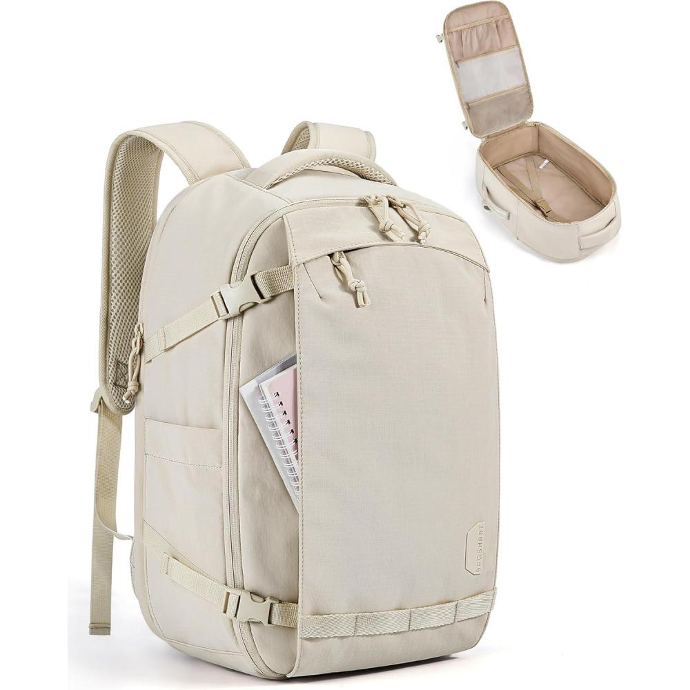 image:imageBAGSMART Travel Backpack Women 156 Inch Carry On Backpack Flight Approved TSA Approved Personal Item Travel Bag Water Resistant Weekender Bag Luggage Daypack BeigeBeige