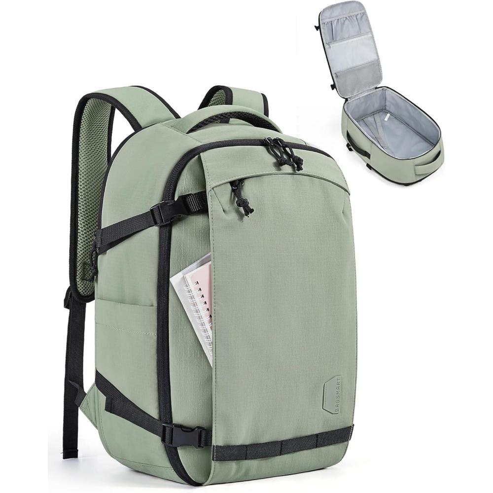 image:imageBAGSMART Travel Backpack Women 156 Inch Carry On Backpack Flight Approved TSA Approved Personal Item Travel Bag Water Resistant Weekender Bag Luggage Daypack BeigePistachio