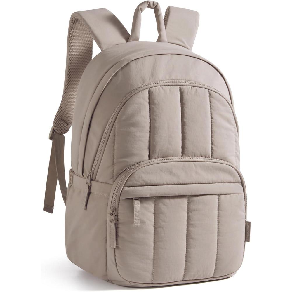image:imageBAGSMART Travel Laptop Backpack College Backpack for Women Quilted Small Computer Bookbag WaterResistant 156 Inch Laptop Casual Bag Beige03camel