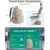 BAGSMART College Laptop Backpack, Travel Backpack for Women, Quilted Casual Daypack, Water-Resistant Bookbag for 15.6 Inch Laptop, Black(15.6 In-camel)