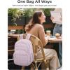 BAGSMART College Laptop Backpack, Travel Backpack for Women, Quilted Casual Daypack, Water-Resistant Bookbag for 15.6 Inch Laptop, Black(15.6 In-lavender)