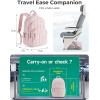 BAGSMART College Laptop Backpack, Travel Backpack for Women, Quilted Casual Daypack, Water-Resistant Bookbag for 15.6 Inch Laptop, Black(15.6 In-pink)