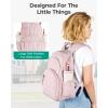 BAGSMART College Laptop Backpack, Travel Backpack for Women, Quilted Casual Daypack, Water-Resistant Bookbag for 15.6 Inch Laptop, Black(15.6 In-pink)