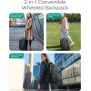 BAGSMART Rolling Backpack for Women, Wheeled Backpack with Packing Cube, Travel Back pack with Wheels, Carry On Suitcase Bag 17 Inch Large Roller Daypack, Black(Champagne)