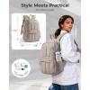 BAGSMART Travel Laptop Backpack, College Backpack for Women, Quilted Small Computer Bookbag, Water-Resistant 15.6 Inch Laptop Casual Bag, Beige(09-rose Purple)
