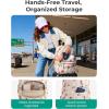 BAGSMART Travel Laptop Backpack, College Backpack for Women, Quilted Small Computer Bookbag, Water-Resistant 15.6 Inch Laptop Casual Bag, Beige(16-strawberry Print)